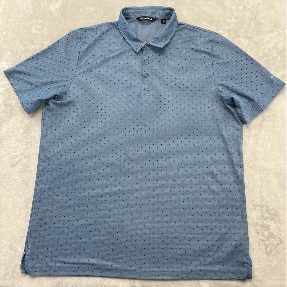 Travis Mathew Quick Trip Polo Men 2XL Blue Geometric Stretch Red Hill Golf Peru